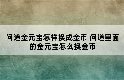 问道金元宝怎样换成金币 问道里面的金元宝怎么换金币